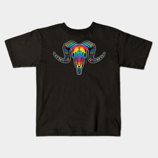 Rainbow Ram Skull Kids T-Shirt